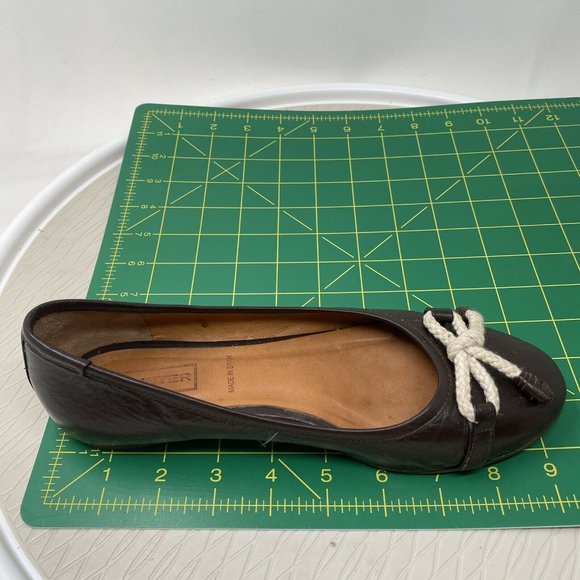 Hunter Women Ballet Flats Leather 36.5 6 6.5 Brown Leather Bow Shoes Round Toe - Picture 10 of 12